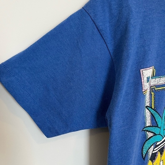 VINTAGE 80s New Orleans Cinco De Mayo Tee Blue Single Stitch Tees Unlimited Med - Picture 8 of 11